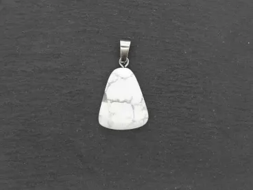 Howlite Pendant, Semi-Precious Stone, Color: white, Size: ±21x17mm, Qty: 1 pc