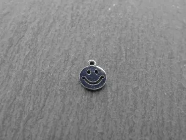 Stainless Steel Smiley, Color: Platinum, Size: ±7mm, Qty: 1 pc.