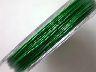 Brass wire with coating, green, 0.45mm, 10 meter