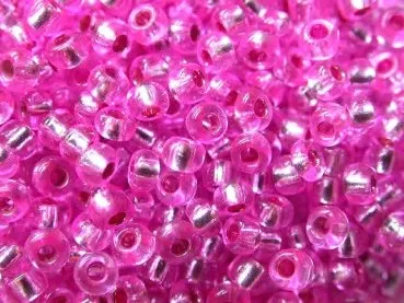 SeedBeads, rosa inside silver, 2.6mm, 17 gr.