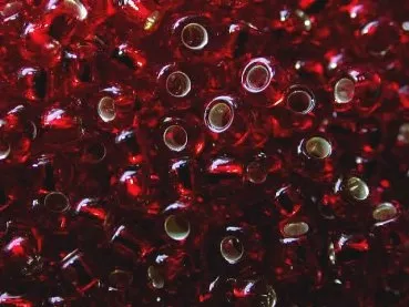 SeedBeads, dark red inside silver, 2.6mm, 17 gr.