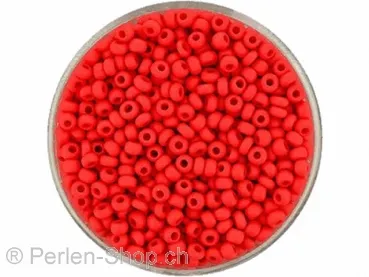 SeedBeads, Color: red frosten, Size: 2.6mm, Qty:17 gr.