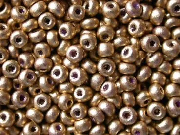 SeedBeads, gold frosted metal color, 2.6mm, 17 gr.