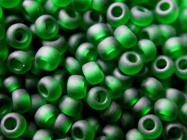SeedBeads, transp. frostet green, 2.6mm, 17 gr.