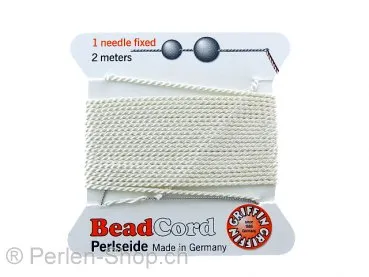 Bead Cord with needle, Color: white, Size: 0.90mm - 2 meter, Qty: 1 pc.