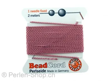 Bead Cord with needle, Color: dark pink, Size: 0.90mm - 2 meter, Qty: 1 pc.