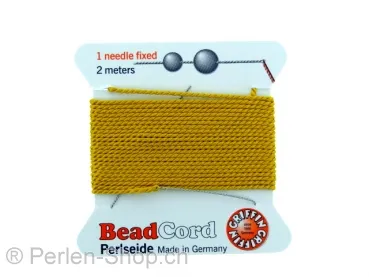 Bead Cord with needle, Color: amber, Size: 0.90mm - 2 meter, Qty: 1 pc.