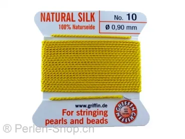 fil de soie avec aiguille, Couleur: jaune, Taille: 0.90mm - 2 meter, Quantite: 1 piece