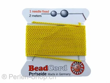 Bead Cord with needle, Color: yellow, Size: 0.90mm - 2 meter, Qty: 1 pc.