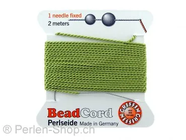 Perlseide mit Nadel, Farbe: grün, Grösse: 0.90mm - 2 meter, Menge: 1 Stk.