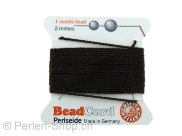 fil de soie avec aiguille, Couleur: brun, Taille: 0.90mm - 2 meter, Quantite: 1 piece