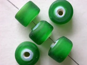Zylinder Frosted, green, 7mm, 10 pc.