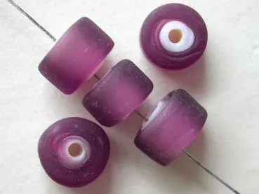 Zylinder Frosted, violett, 7mm, 10 Stk.