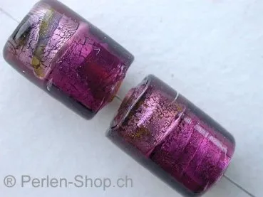 Silver Foil cylinder, purple/fuchsia, ±16mm, 5 pc.