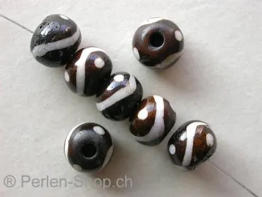 Bone Beads cylinder with motive, brown, 7mm, 5 Pc.