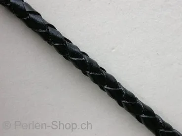 Lederband geflochten SOFT, ±100cm, schwarz, ±4.5mm, 1 Stk.