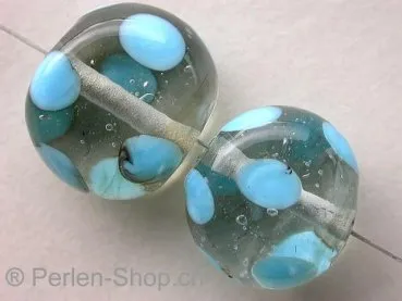 Blue Dots, crystal with blue, ±17mm, 1 pc.