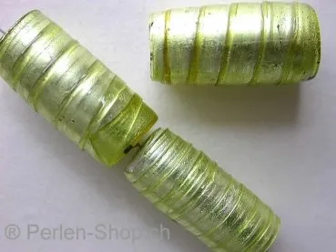 Venezianisch silver foiled glasperlen zylinder, grün, 26x13mm, 1