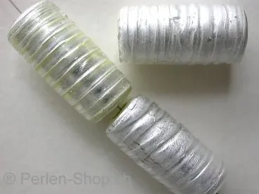 Venezianisch silver foiled glasperlen zylinder, silber, 26x13mm,