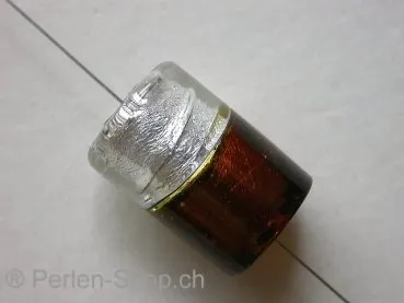 Silver Foil Cylinder, orange/crystal, ca. 22mm, 1 pc.