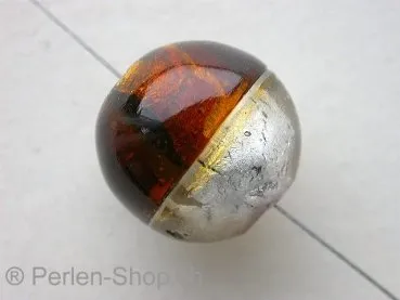 Silver Foil Ball, crystal/brown, ±21mm, 1 pc.