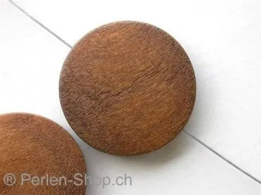 Holzperlen flach rund, braun, ±25mm, 1 Stk.