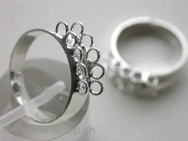 Finger ring ajustable with 10 loops, silver color 1 pc.