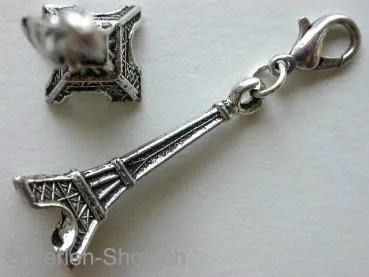 Pendant Eiffel Tower with clasp, antique silver, ±43mm, 1 pc.