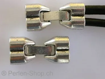Verschluss für 2x ±4-5mm band, antik silber farbig, ±33x15, 1 Stk.