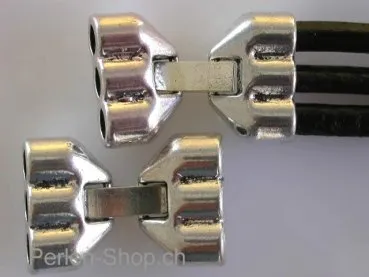 Verschluss für 3x ±4-5mm band, antik silber farbig, ±33x12, 1 Stk.