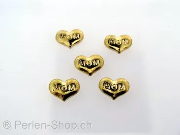 Charm Heart with mom, Color: gold, Size: ±7x9mm, Qty: 1 pc.