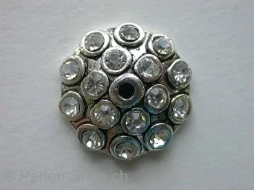 Beadcap with 16 rhinestones, ±19X5mm, 1 pc.