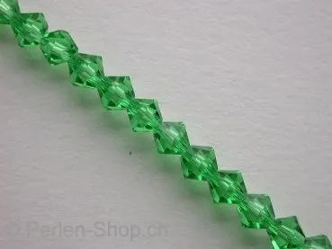 Bicone, Facette-Geschliffen Glasperlen, grün, 4mm, ±80 Stk.