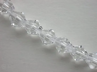 Bicone, Facet-Polished Glassbeads, crystal, 6mm, ±52 pc.