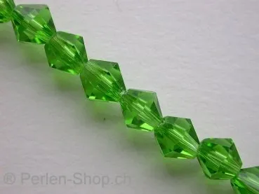 Bicone, Facet-Polished Glassbeads, green, 6mm, ±52 pc.