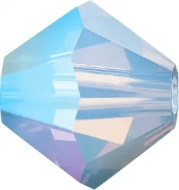Preciosa Bicone, Couleur: Light Sapphire Opal AB, Taille: 4mm, Quantite: ±100 pcs.