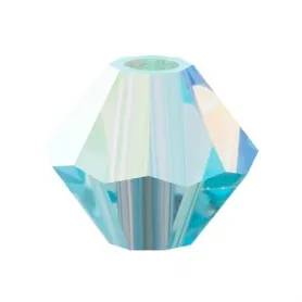 Preciosa Bicon, Color: Aquamarine 60000, 2xAB, Size: 4mm, Qty: ±100 pc.