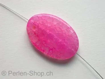 Achat, Halbedelstein, flach oval, pink, ±35mm, 1 Stk.