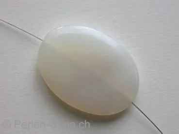 Achat, Semi-Precious Stone, flat oval, white, ±38mm, 1 pc.
