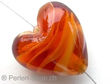 White Core Heart, orange, ±28mm, 1 pc.