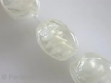 Glasperlen mit verzierung, nuggets, kristall, ±17mm, 2 Stk.