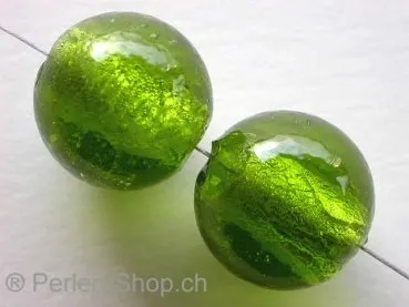 Silver Foil Round, green, ±18mm, 2 pc.