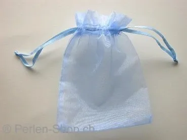 Gift bag (Organza), silk, blue, ±10x13cm, 1 pc.