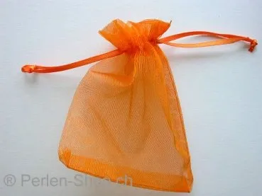 Gift bag (Organza), silk, orange, ±9x12cm, 1 pc.