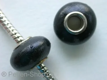 Troll-Beads Style Holzperlen, schwarz, ±9x14mm, 1 Stk.
