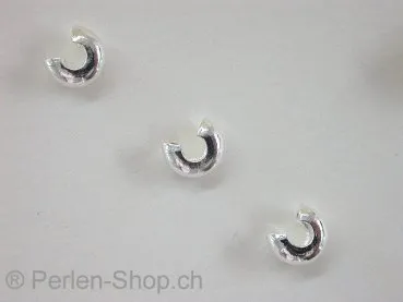 Cover (Quetschperlen-Mantel), Farbe: Silber, Grösse:±3mm, Menge: 10 Stk.