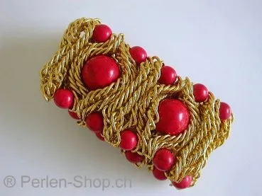 Bracelt with howlite beads, red, 1 pc.