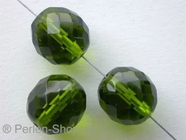 Facet beads, green, 14mm, 5 pc.