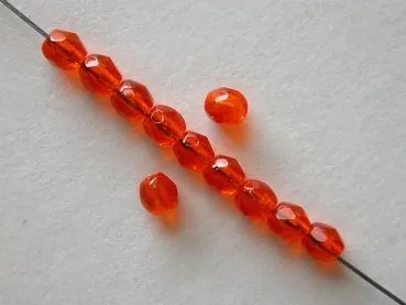 Facet-Polished Glassbeads orange, 3mm, 100 pc.