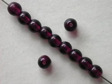 Glassbeads round, purple, 4mm, 50 pc.